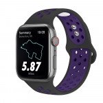 Breathable Sport Strap Wristband Replacement for Apple Watch Series 8/7/6/5/4/3/2/1/SE - 41MM/40MM/38MM (Black Purple)